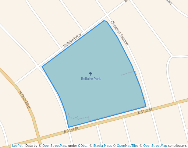 walking in Bellaire Park map in Odessa