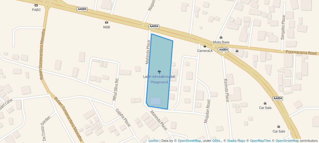 walking in Lalith Athulathmudali Playground map in Colombo