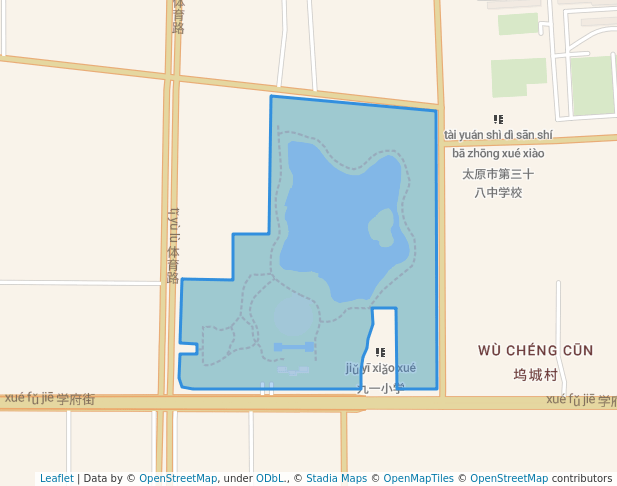 walking in 学府公园 map in Tai Yuan Shi