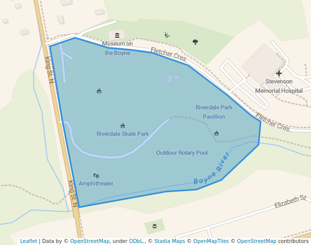 walking in Riverdale Park map in New Tecumseth