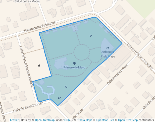 walking in Primero de Mayo map in Las Rozas de Madrid