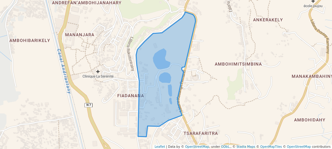 walking in Tsimbazaza map in Antananarivo
