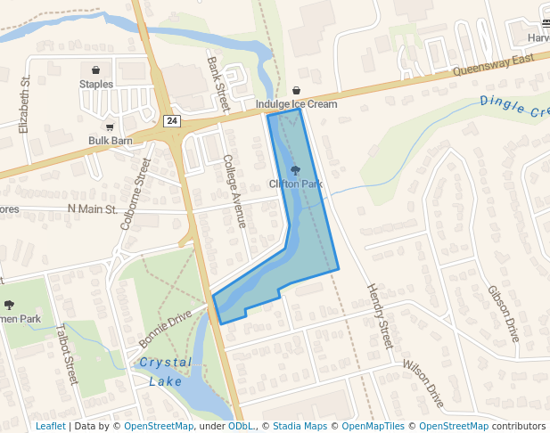 walking in Clifton Park map in Simcoe