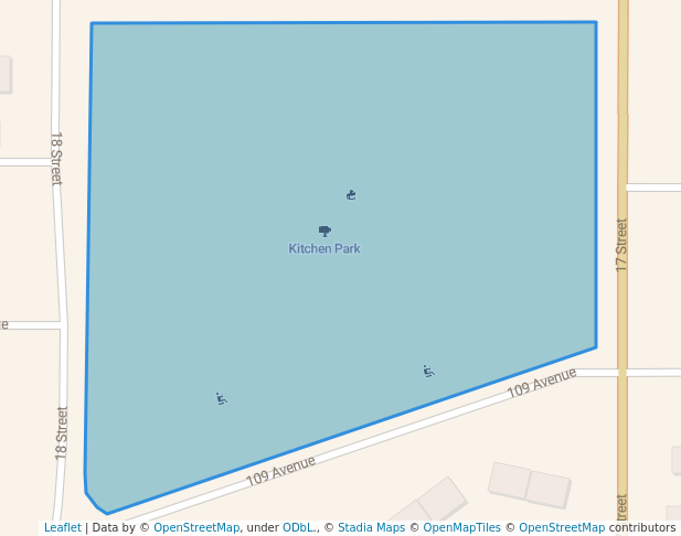 walking in Kitchen Park map in Dawson Creek