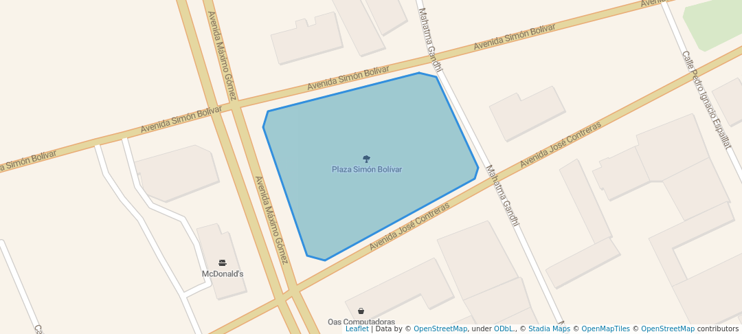 walking in Plaza Simón Bolívar map in Santo Domingo