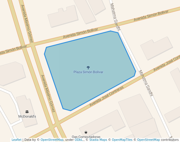 walking in Plaza Simón Bolívar map in Santo Domingo