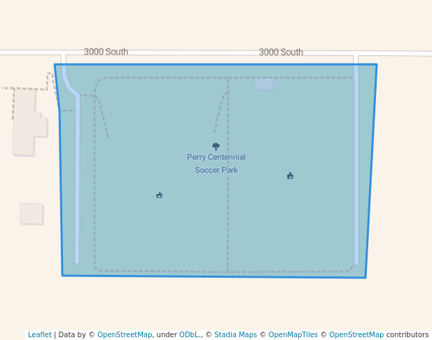 walking in Perry Centennial Soccer Park map in Brigham City