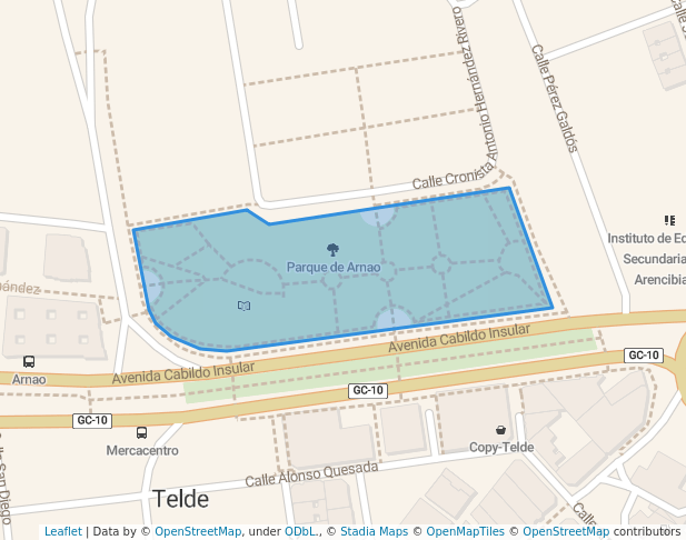 walking in Parque de Arnao map in Telde