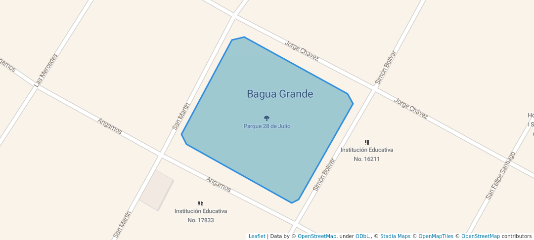 walking in Parque 28 de Julio map in Bagua Grande