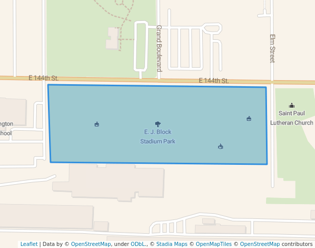 walking in E. J. Block Stadium Park map in East Chicago