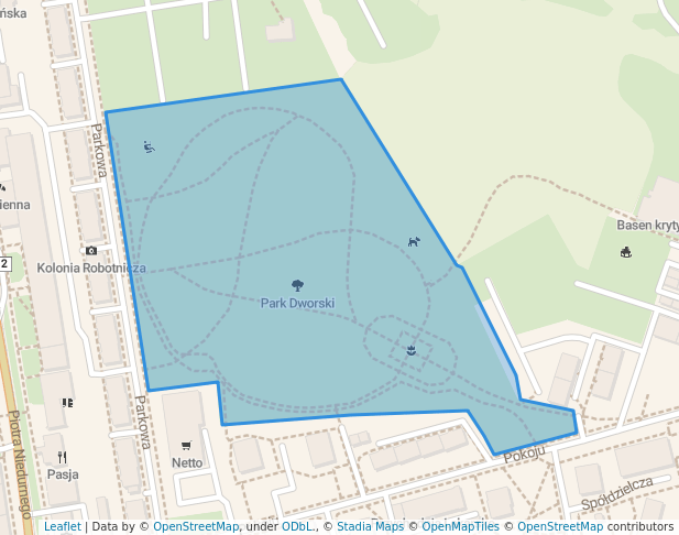 walking in Park Dworski map in Ruda Śląska