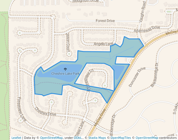 walking in Cheshire Lake Park map in Aurora