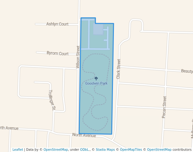 walking in Goodwin Park map in Whitesboro