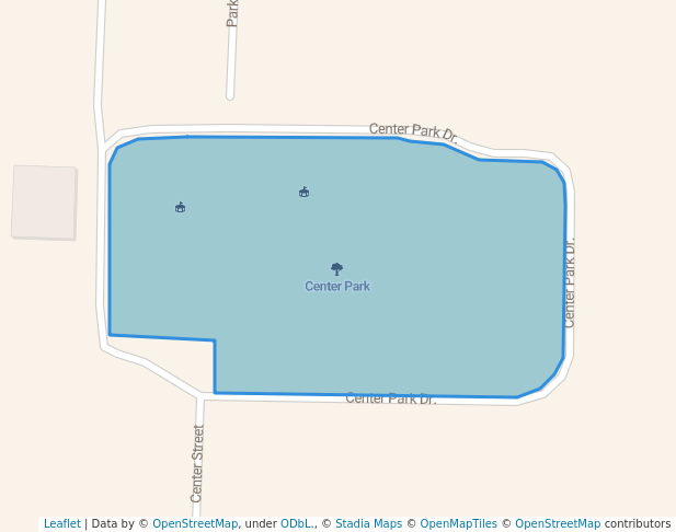 walking in Center Park map in Whitesboro