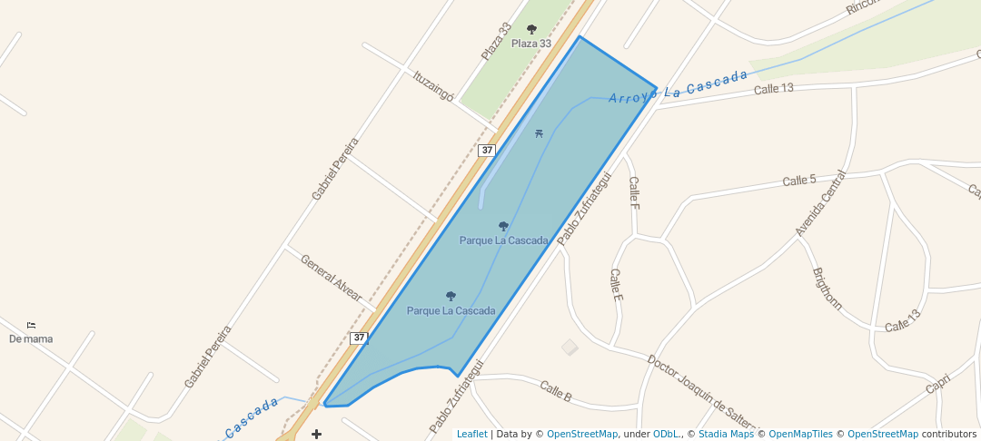 walking in Parque La Cascada map in Piriápolis