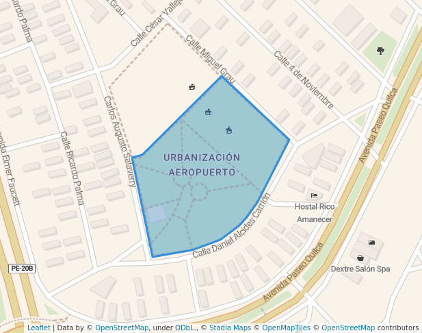 walking in Parque Jorge Chavez map in Callao