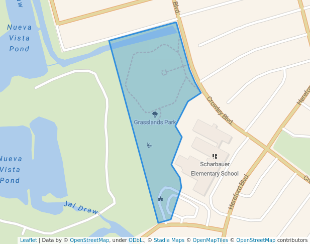 walking in Grasslands Park map in Midland