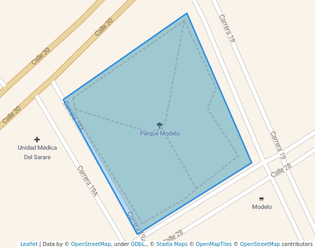 walking in Parque Modelo map in Saravena