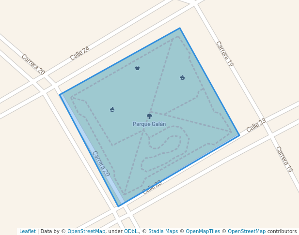 walking in Parque Galán map in Saravena