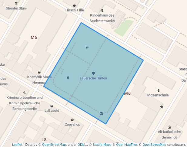 walking in Lauersche Gärten map in Mannheim