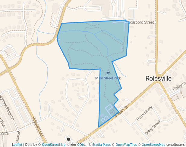 walking in Main Street Park map in Rolesville