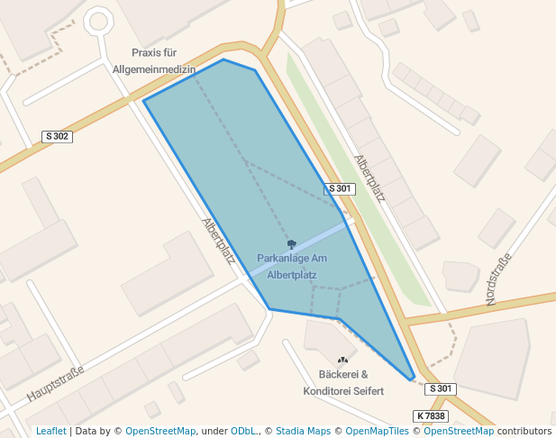 walking in Parkanlage Am Albertplatz map in Schöneck/Vogtland