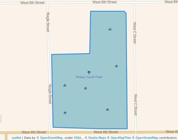 walking in Rotary Youth Park map in Alturas