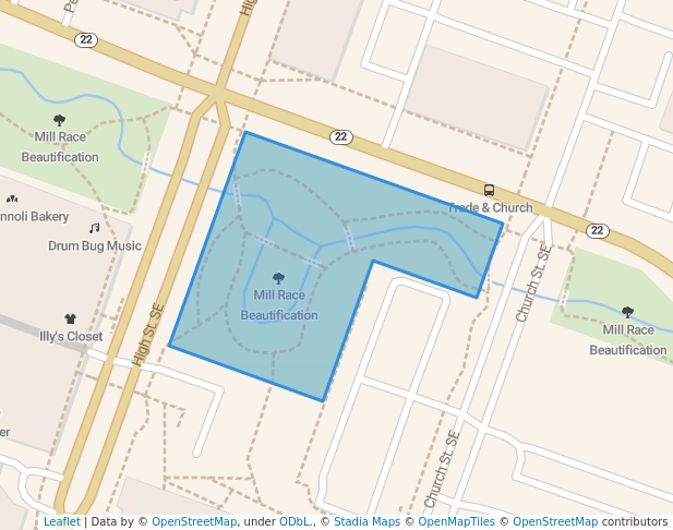 walking in Mill Race Beautification map in Salem