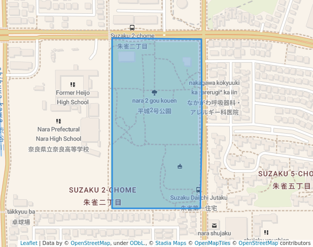 walking in 平城2号公園 map in Nara