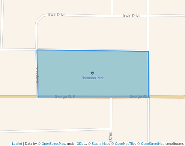 walking in Theorson Park map in Swift Current