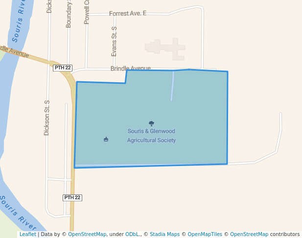 walking in Souris & Glenwood Agricultural Society map in Souris
