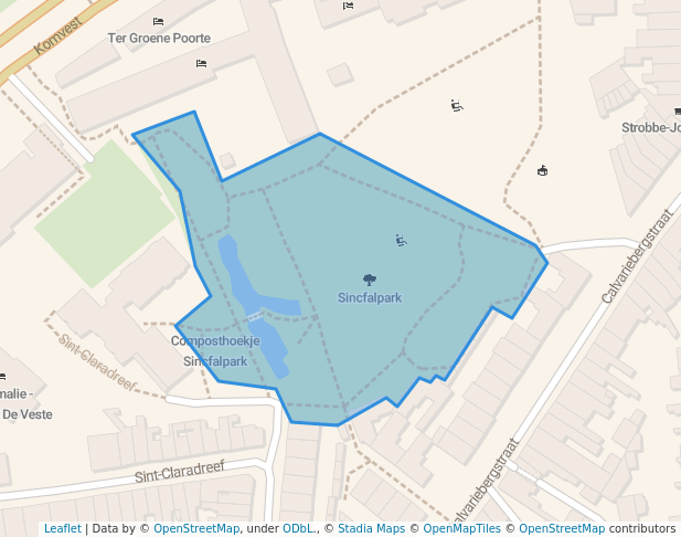 walking in Sincfalpark map in Brugge