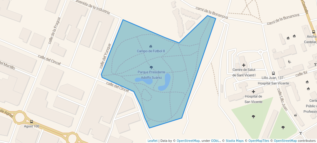 walking in Parque Presidente Adolfo Suárez map in Alacant