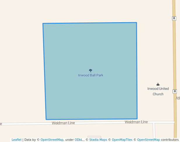 walking in Inwood Ball Park map in Inwood