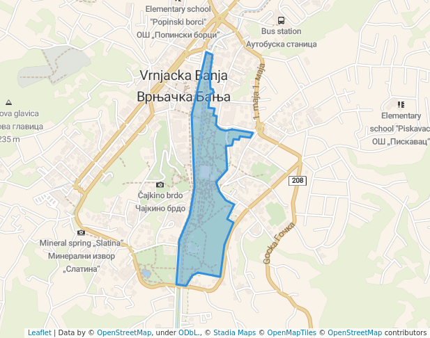 Central Spa Park In Vrnja ka Banja Map And Routes
