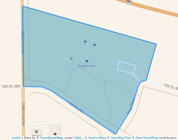 walking in Eagles Park map in Mandan