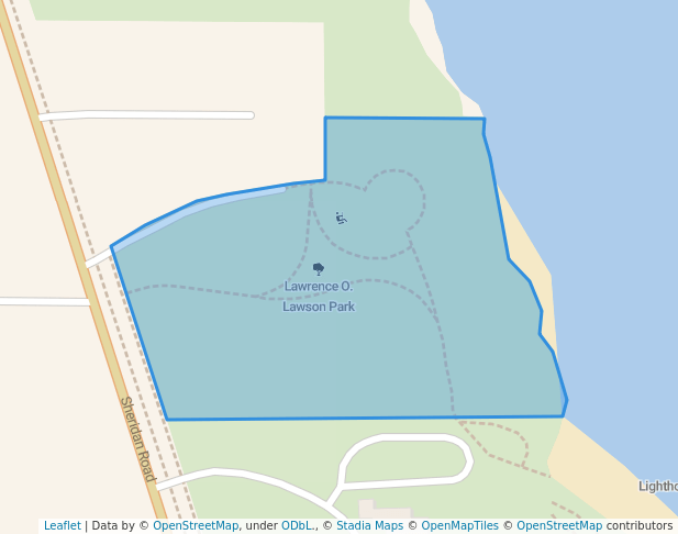 walking in Lawrence O. Lawson Park map in Evanston