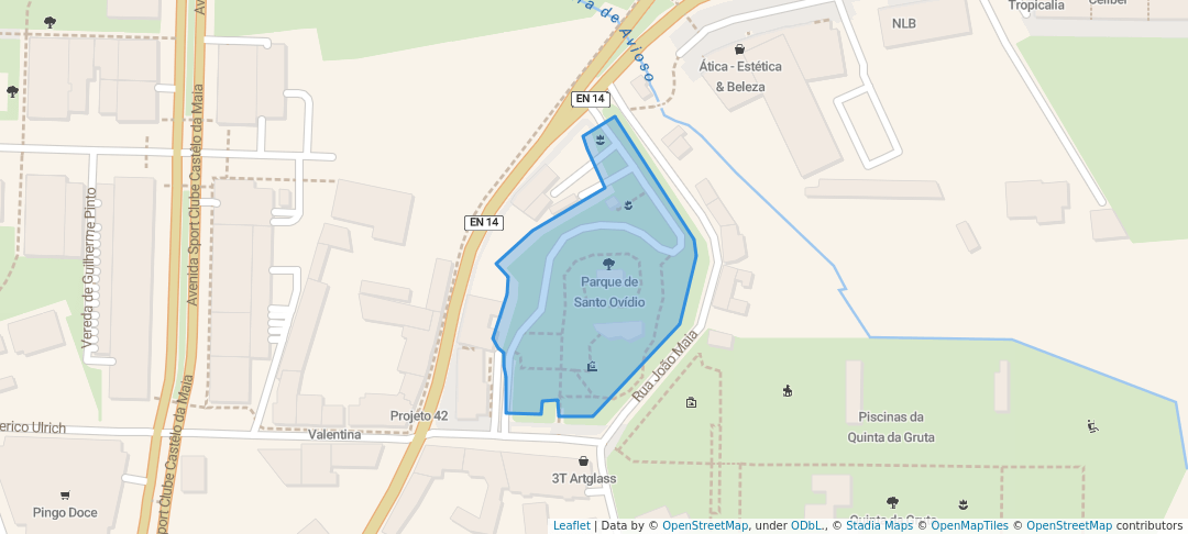 walking in Parque Santo Ovideo map in Castelo da Maia