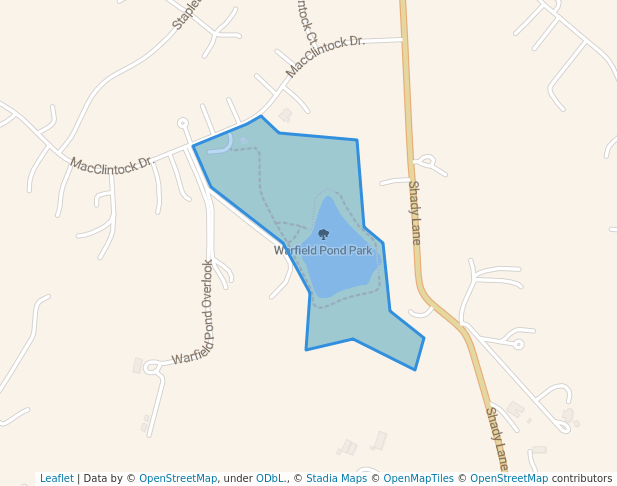 walking in Warfield Pond Park map in Glenwood