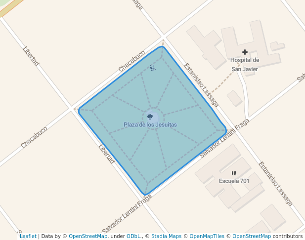 walking in Plaza de los Jesuitas map in San Javier