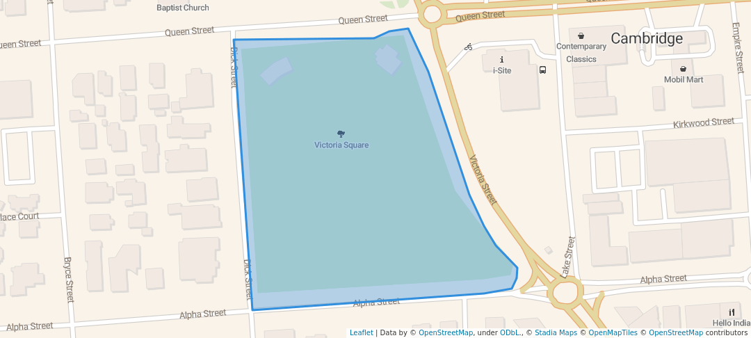 walking in Victoria Square map in Cambridge