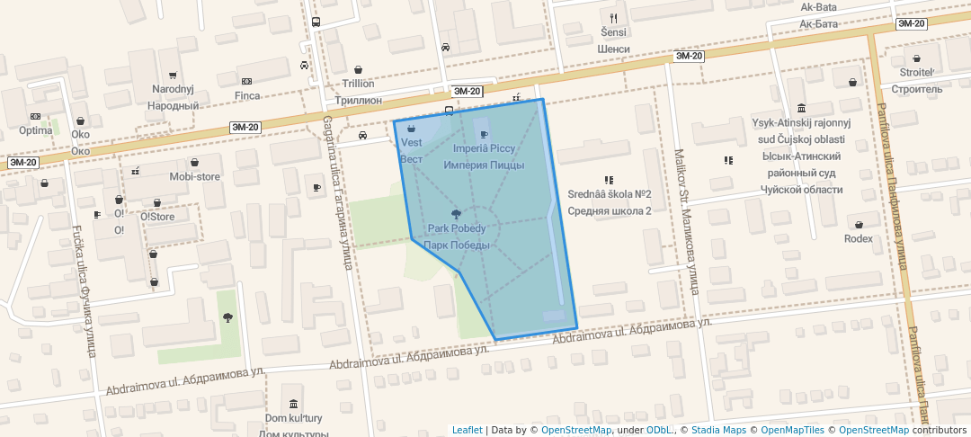 walking in Парк Победы map in Kant