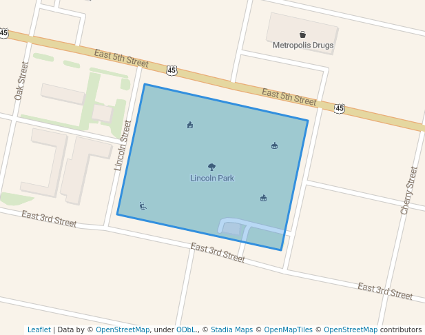 walking in Lincoln Park map in Metropolis