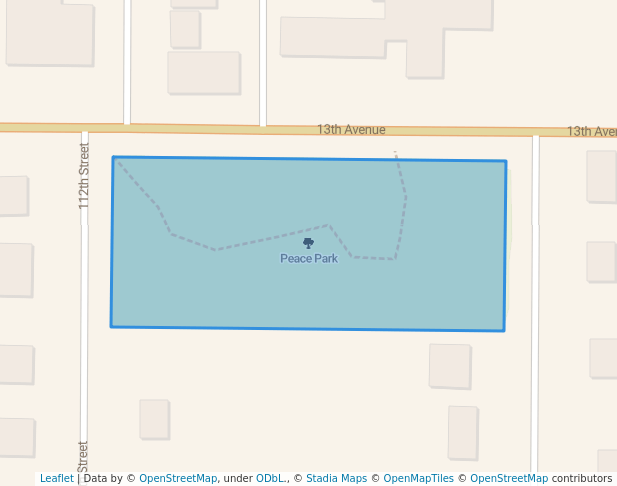walking in Peace Park map in North Battleford