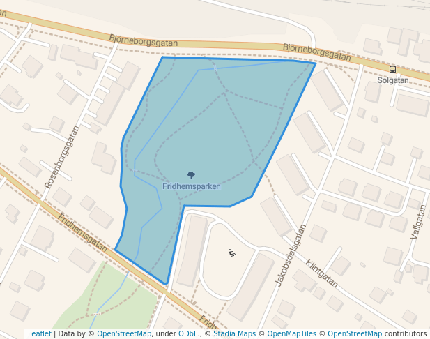 walking in Fridhemsparken map in Sundsvall