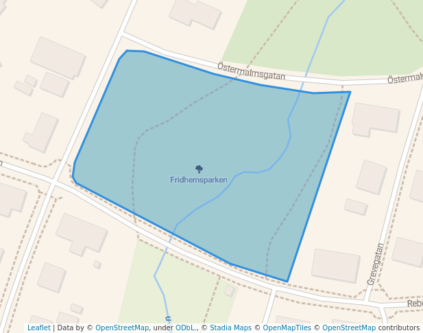 walking in Fridhemsparken map in Sundsvall