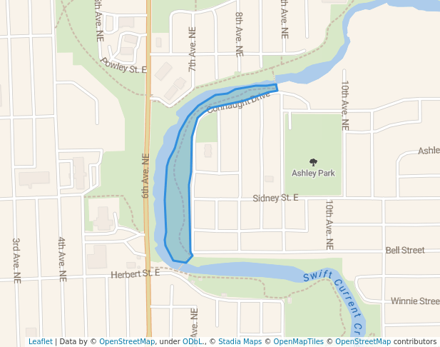 walking in Looman's Park map in Swift Current