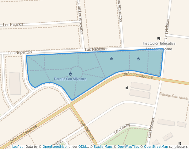 walking in Parque San Silvestre map in San Juan de Lurigancho