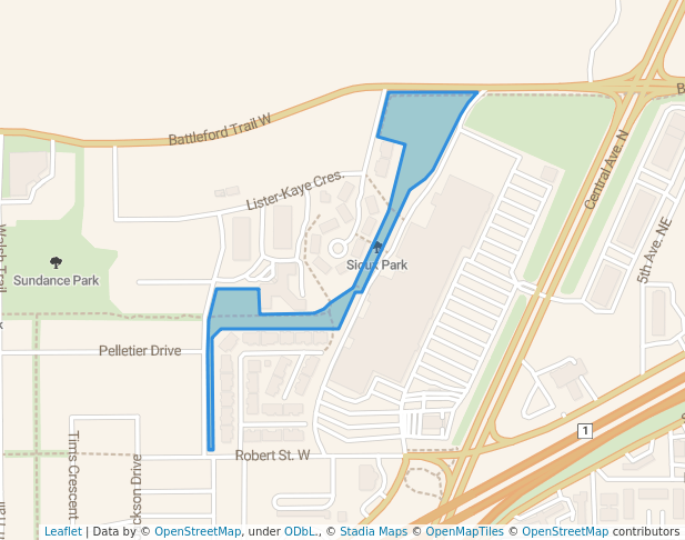 walking in Sioux Park map in Swift Current