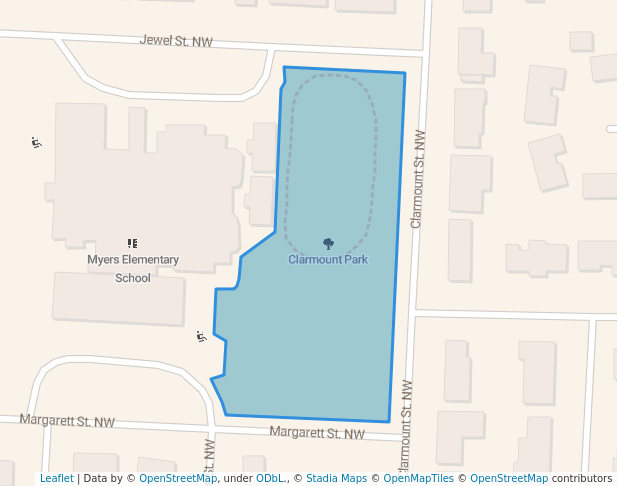 walking in Clarmount Park map in Salem